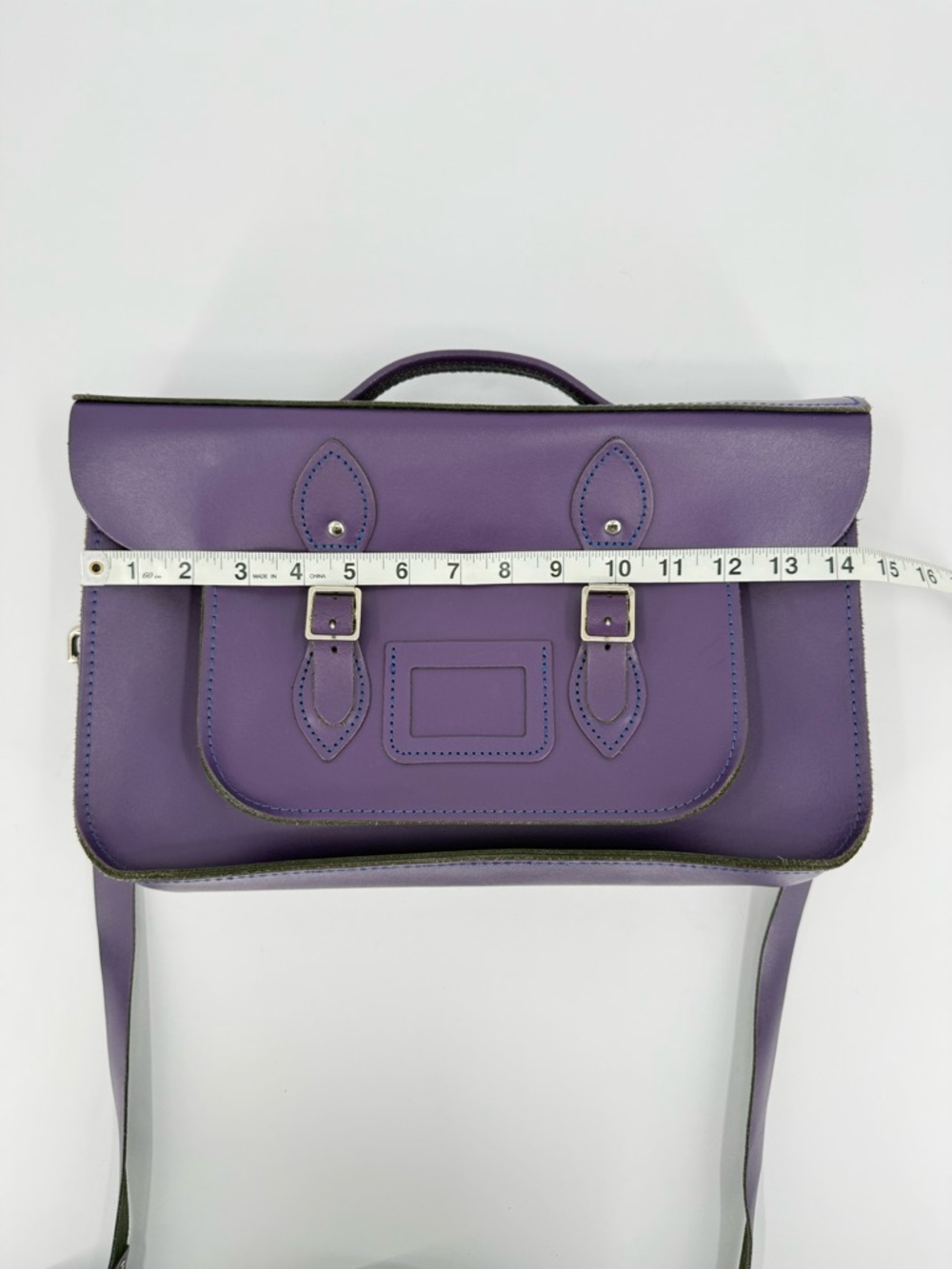 Bohemia Leather Satchel Bag in Purple 14”x10”x4” - Picture 11 of 13